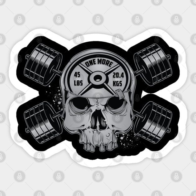 Heavy Metal Skull & Barbell Crossbones Sticker by BigG1979